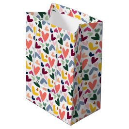 Bolsa De Regalo Mediana Festejo Rojo Melocotón Rubor Rosa Azul Patrón de C