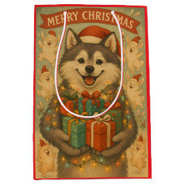 Bolsa De Regalo Mediana "Festive Christmas Dog"