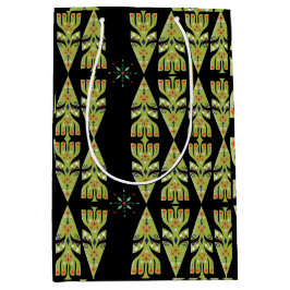 Bolsa De Regalo Mediana Festive Gift Wrap Green Black Pattern