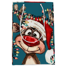 Bolsa De Regalo Mediana Festive Reindeer Christmas Shower Curtain