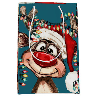 Bolsa De Regalo Mediana Festive Reindeer Christmas Shower Curtain