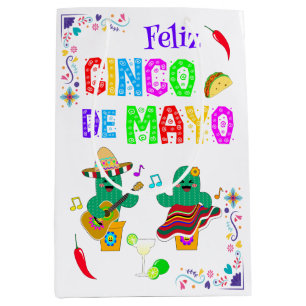 Bolsa De Regalo Mediana Festividad colorida Cinco de Mayo 2025 Cactus de b