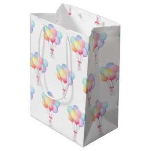 Bolsa De Regalo Mediana Festividad de cumpleaños de Rainbow Balloon simple