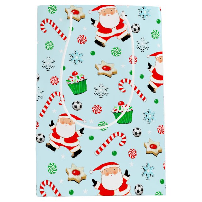 Bolsa De Regalo Mediana Festividad de Navidades de fútbol creativos (Anverso)