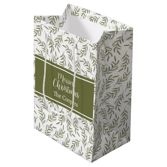 Bolsa De Regalo Mediana Festividad del patrón de cipreses de Navidades más (Angulo Anverso)