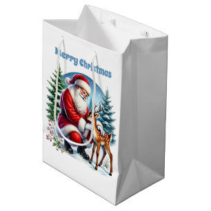 Bolsa De Regalo Mediana Festividad Feliz Navidad personalizable Santa