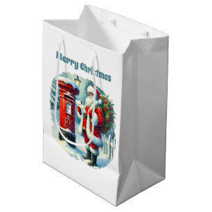 Bolsa De Regalo Mediana Festividad Feliz Navidad personalizable Santa