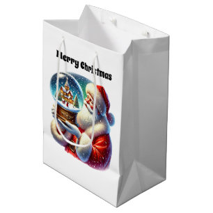 Bolsa De Regalo Mediana Festividad Feliz Navidad personalizable Santa