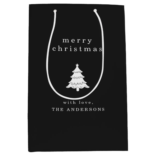 Bolsa De Regalo Mediana Festividad moderna y simple de los Navidades negro (Anverso)