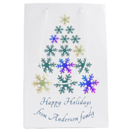 Bolsa De Regalo Mediana Festividad navideña con copo de nieve