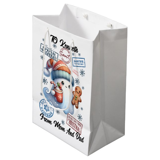 Bolsa De Regalo Mediana Festividad Santa Sack Con Pegatinas Divertidos (Angulo Anverso)