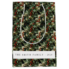 Bolsa De Regalo Mediana Festividad tradicional del Holly Verde