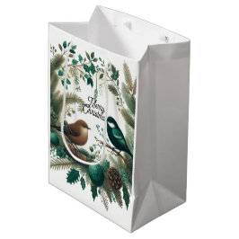 Bolsa De Regalo Mediana Festividades de aves y ramas de bosque