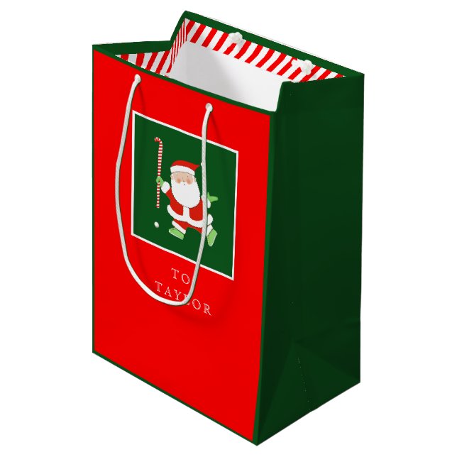 Bolsa De Regalo Mediana Festividades de Navidades de hockey sobre hierba (Angulo Anverso)