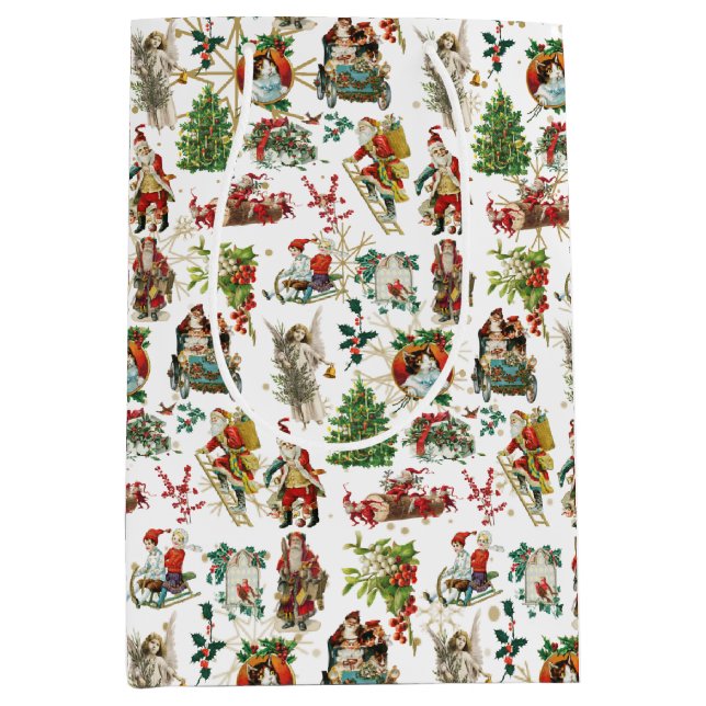 Bolsa De Regalo Mediana Festividades de Navidades de la época retro (Anverso)