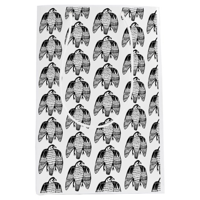 Bolsa De Regalo Mediana Fierce Falcons negro sobre blanco (Anverso)