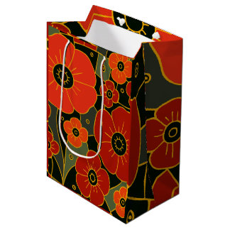 Bolsa De Regalo Mediana Fiery Garden – Stylized Poppy Bloom