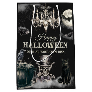 Bolsa De Regalo Mediana Fiesta anual de Halloween de cráneo gótico vintage