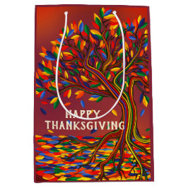 Bolsa De Regalo Mediana Fiesta de Acción de Gracias Personalizado del Árbo
