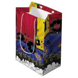 Bolsa De Regalo Mediana Fiesta de Cumpleaños de Arte Pop de Cómic Colorido