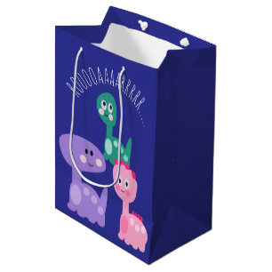 Bolsa De Regalo Mediana Fiesta de Cumpleaños de Dinosaurio Adorable Colori