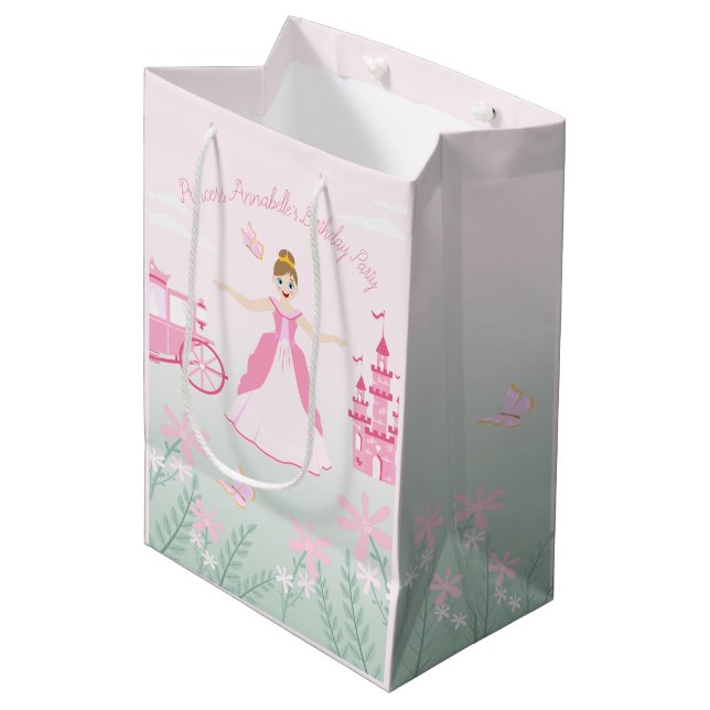 Bolsa De Regalo Mediana Fiesta de cumpleaños de la princesa rosa Fantasy (Angulo Anverso)