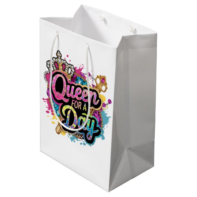 Bolsa De Regalo Mediana Fiesta de cumpleaños de la reina (Angulo reverso)