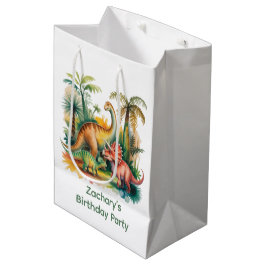 Bolsa De Regalo Mediana Fiesta de Cumpleaños de Niño con Tema de Dinosauri