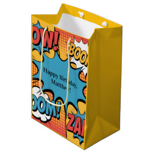 Bolsa De Regalo Mediana Fiesta de Cumpleaños de Niño de Cómic de Superhéro