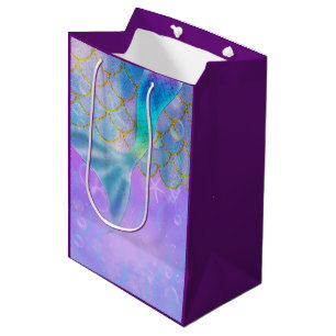 Bolsa De Regalo Mediana Fiesta de Cumpleaños de Sirena con Perla Iridescen