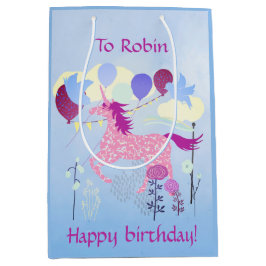 Bolsa De Regalo Mediana Fiesta de cumpleaños de Unicornio