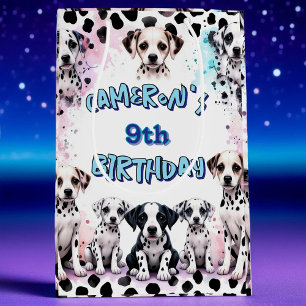 Bolsa De Regalo Mediana Fiesta de cumpleaños de Watercolor Dalmatian Puppy