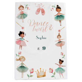 Bolsa De Regalo Mediana Fiesta de cumpleaños del chica de danza y twirl