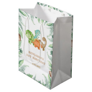 Bolsa De Regalo Mediana Fiesta de cumpleaños del Jurásico de Dinosaurio