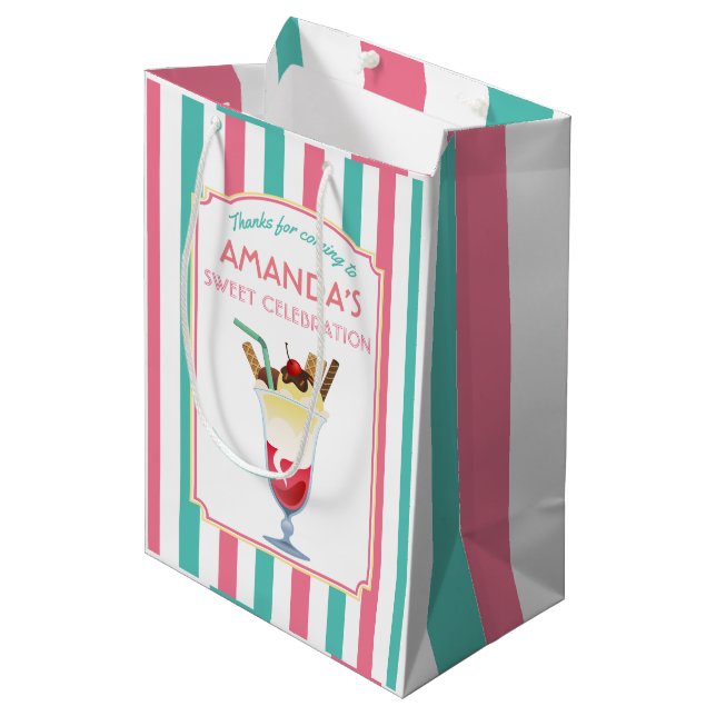 Bolsa De Regalo Mediana Fiesta de cumpleaños Ice Cream personalizada (Angulo Anverso)