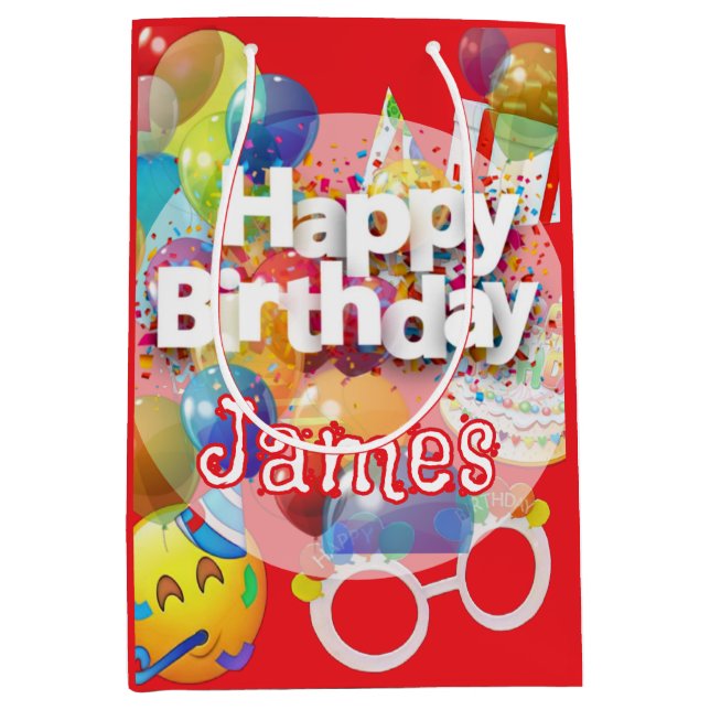 Bolsa De Regalo Mediana Fiesta de cumpleaños infantil  (Anverso)