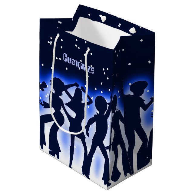 Bolsa De Regalo Mediana Fiesta de danza retro azul (Angulo Anverso)