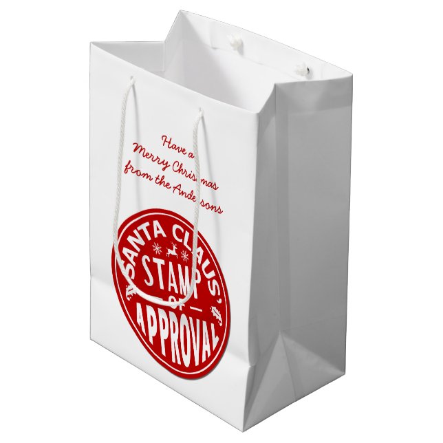 Bolsa De Regalo Mediana Fiesta de encargo del navidad del sello divertido (Angulo Anverso)