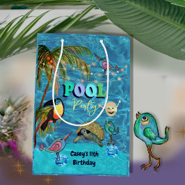 Bolsa De Regalo Mediana Fiesta de fondo de diversión de verano tropical