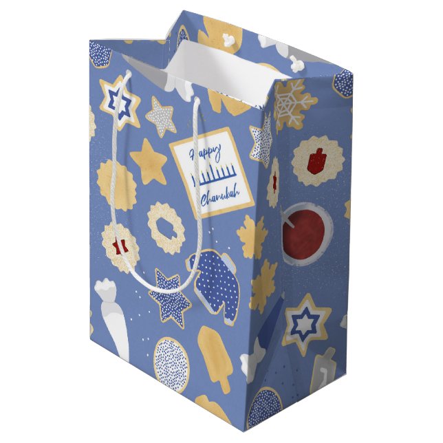 Bolsa De Regalo Mediana Fiesta de la cookie de Chanukah (Angulo reverso)
