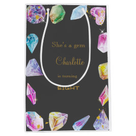 Bolsa De Regalo Mediana Fiesta de la Gema de Cumpleaños Crystals Chica acu