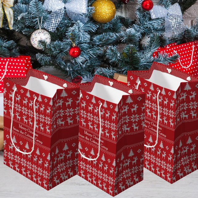 Bolsa De Regalo Mediana Fiesta de Navidad Personalizada con Reno Rojo Clás (Subido por el creador)
