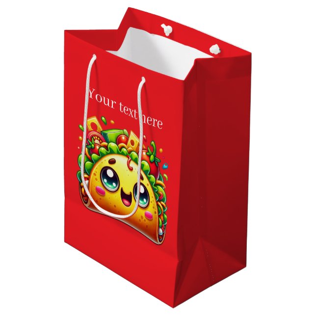 Bolsa De Regalo Mediana Fiesta de tacos de personalizable (Angulo Anverso)