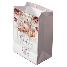 Bolsa De Regalo Mediana Fiesta de té alto nupcial personalizada en rosa po