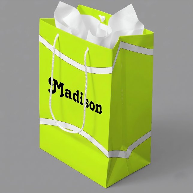 Bolsa De Regalo Mediana Fiesta de Tenis Nombre de Jugador de Tenis Persona (Customizable tennis gift bag. Personalize with your own name or text!)