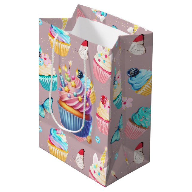 Bolsa De Regalo Mediana Fiesta del pastel de cumpleaños (Angulo Anverso)