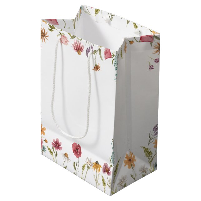 Bolsa De Regalo Mediana Fiesta floral acuarela (Angulo Anverso)