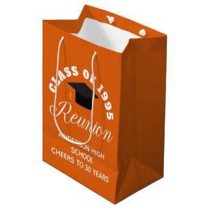 Bolsa De Regalo Mediana Fiesta naranja de la Reunión de la Escuela Secunda