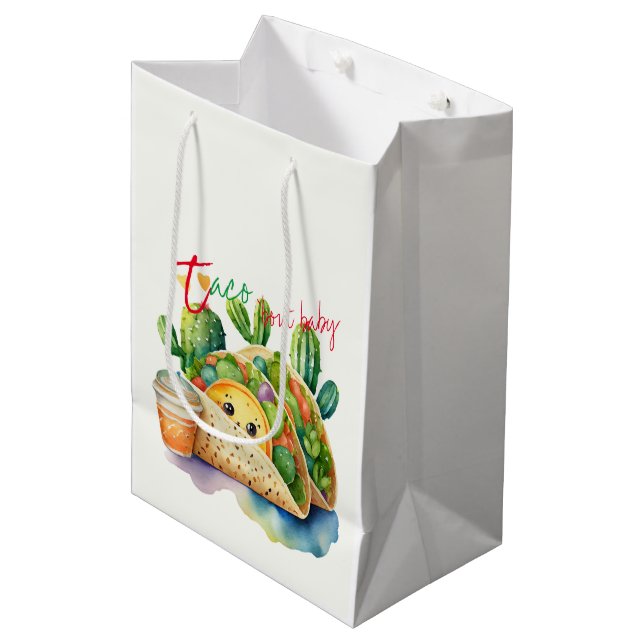 Bolsa De Regalo Mediana Fiesta Taco 'sobre Baby Shower Cute Fun Moderno (Angulo Anverso)