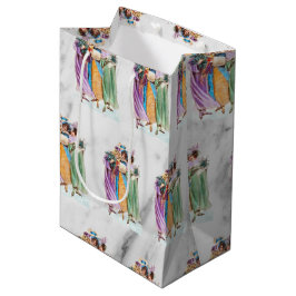 Bolsa De Regalo Mediana Fiestas de Navidad retro vintage